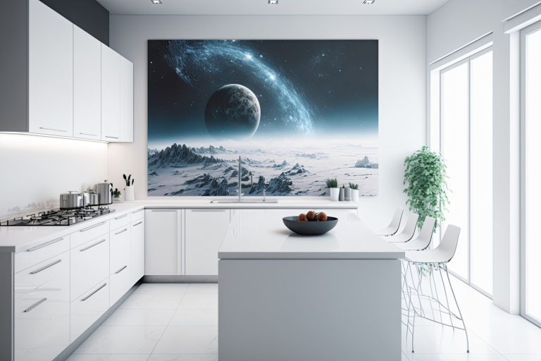 printed glass splashback
