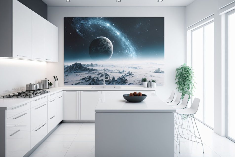 printed glass splashback