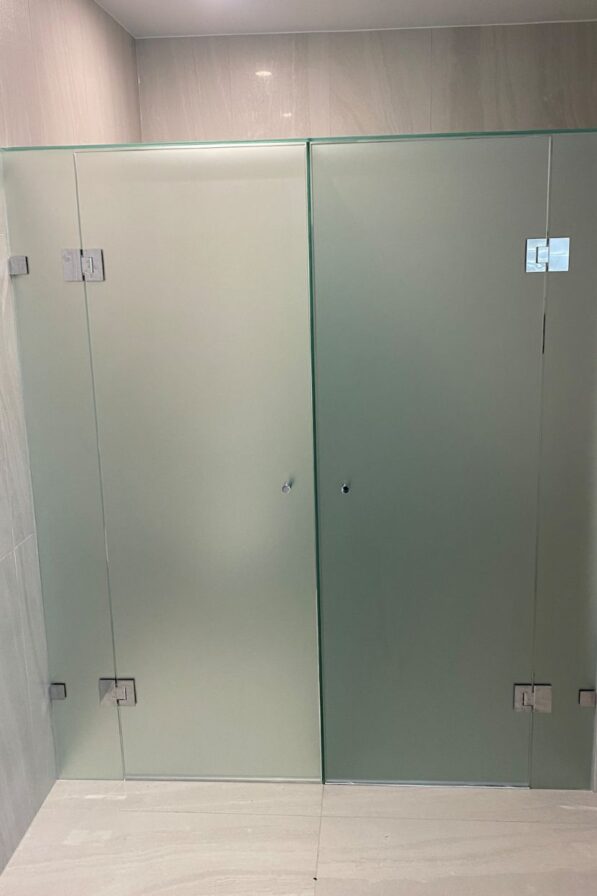 acid etched frameless shower screen