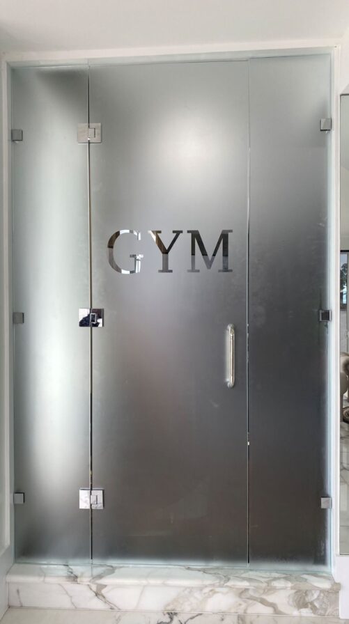 frameless shower screen acid etched