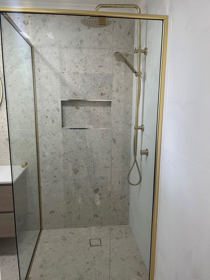 semi frameless shower screen gold frame