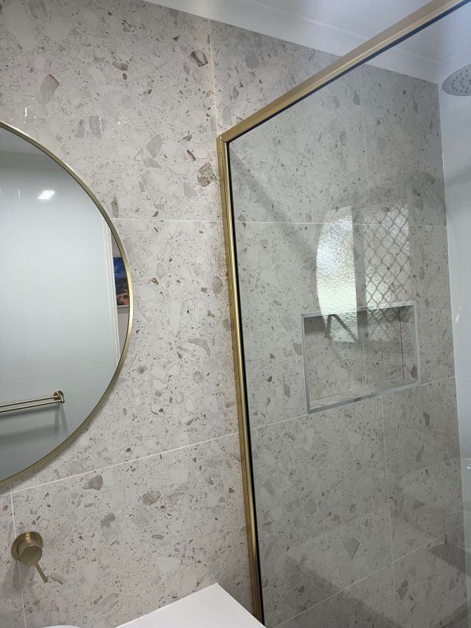 semi frameless shower screen gold frame