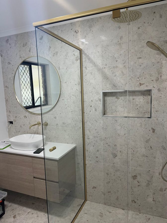 semi frameless shower screen gold frame