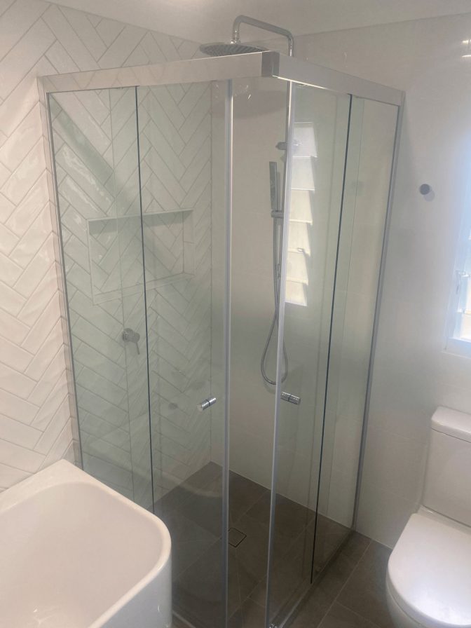 semi frameless chrome shower screen