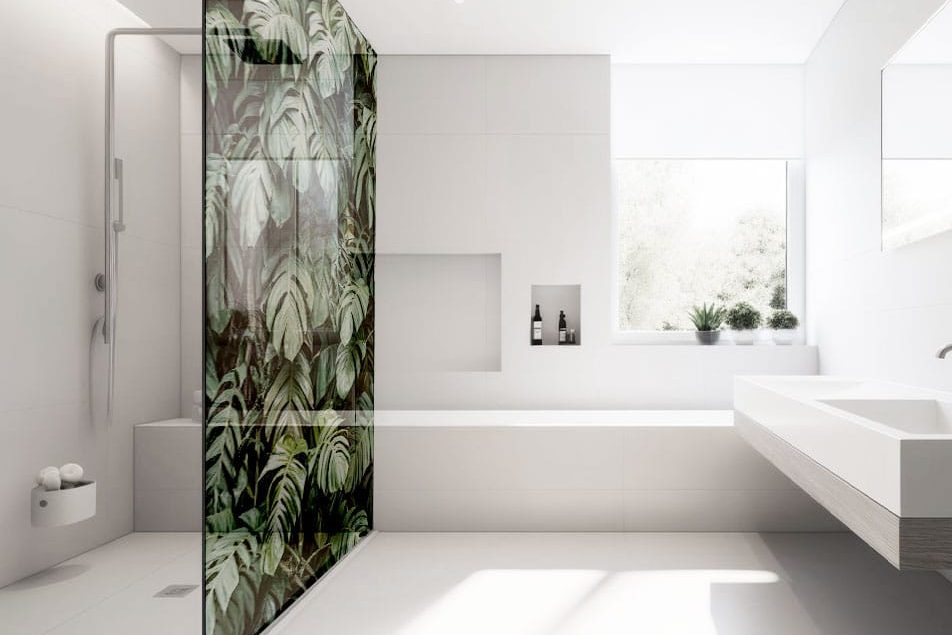 custom printed glass shower panel