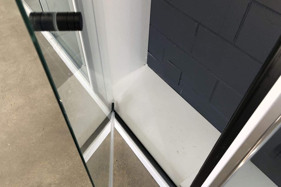 Black Pivot Door Shower Screen Opening