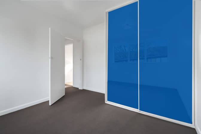 blue glass sliding wardrobe doors