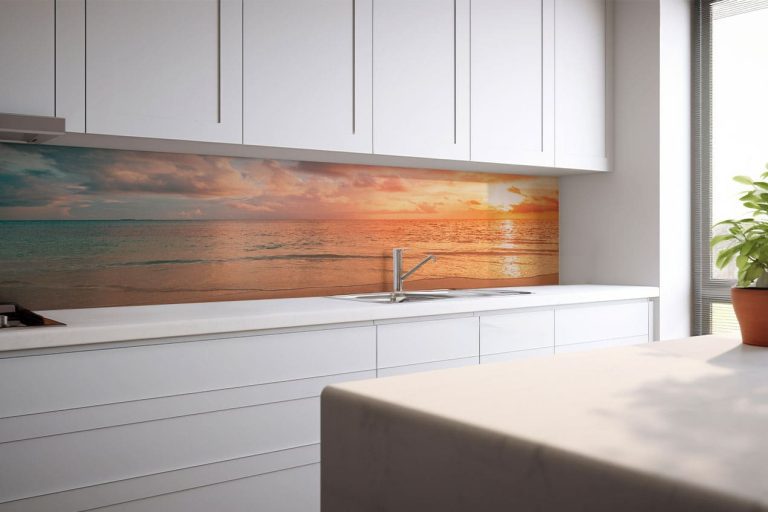 custom printed glass kitchen splashback