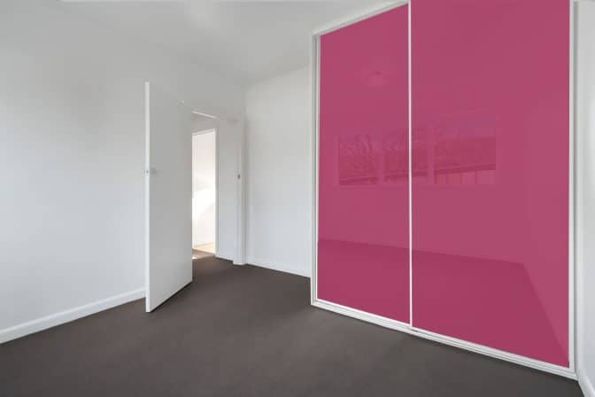 pink glass sliding wardrobe doors