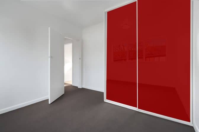 red glass sliding wardrobe doors