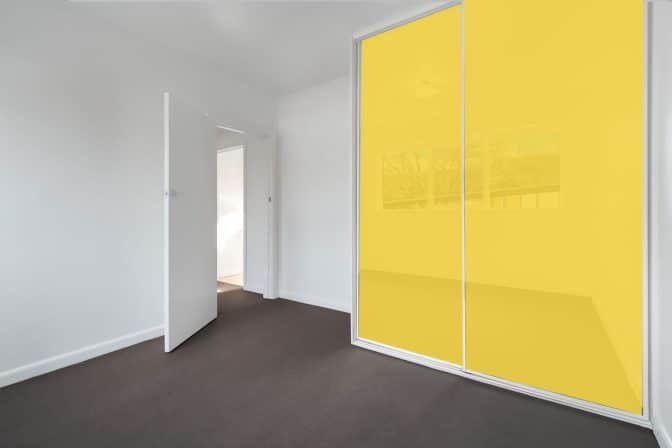 yellow glass sliding wardrobe doors