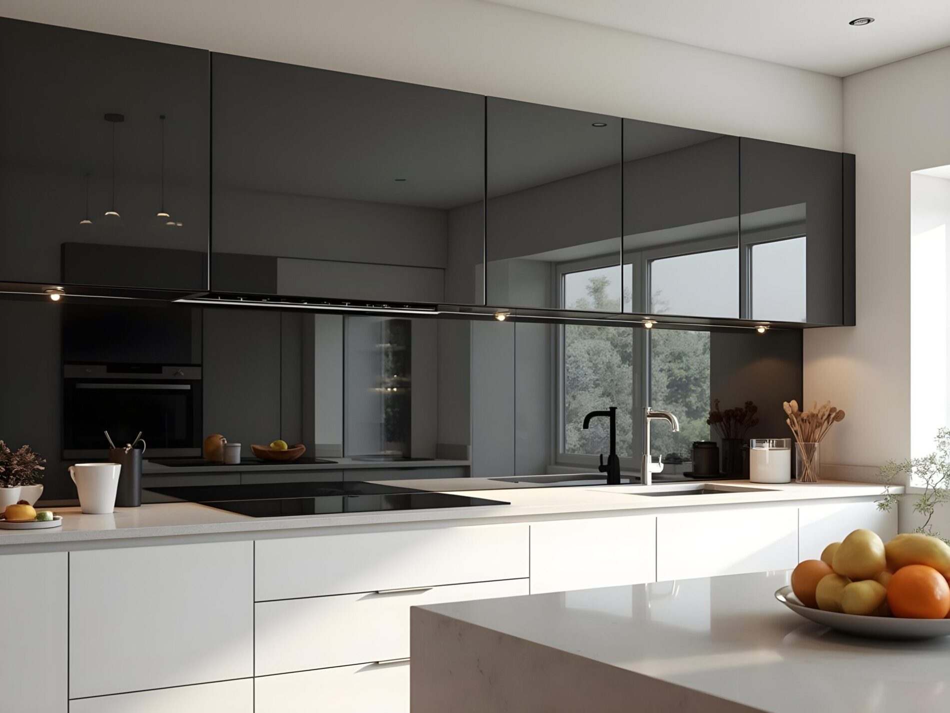 Grey Mirror Splashbacks: The Sleek, Mode - REGAL Shower Screens