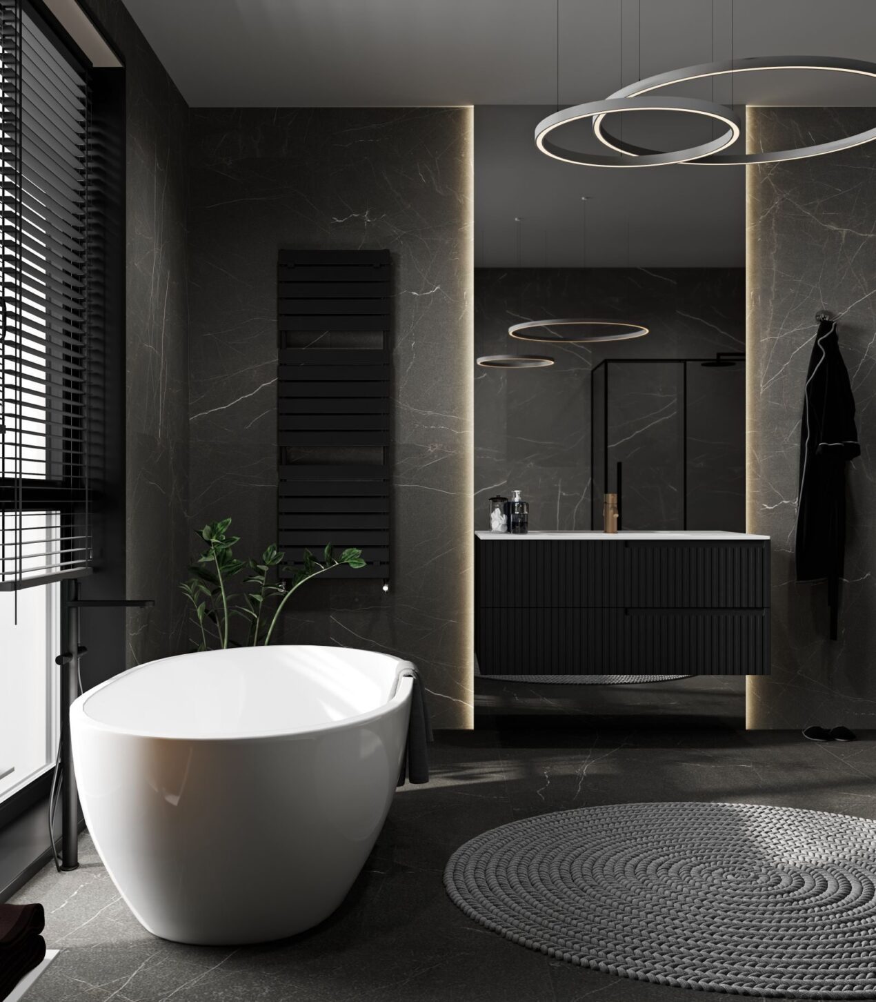 Master Bathroom Mirror Idea using full height mirror