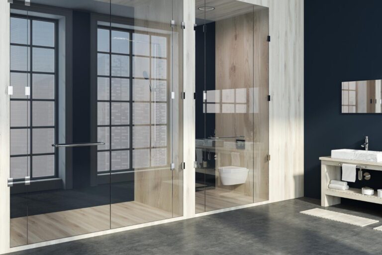 custom shower screens in luxury bathroom