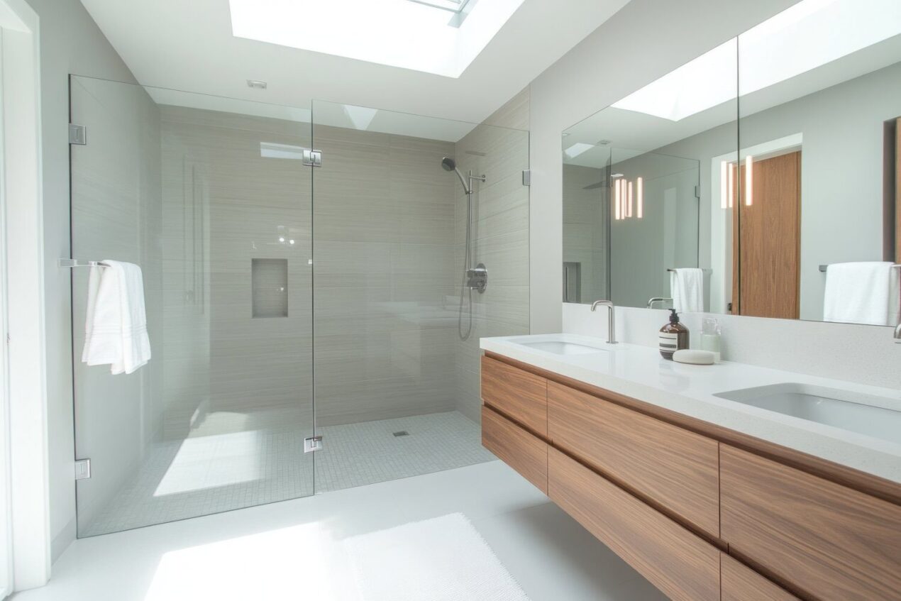 custom shower screen in high-end bathroom