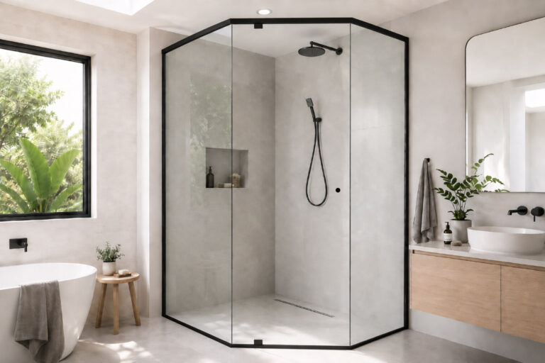 Corner Angle Semi Frameless Shower Screens in Gold Coast home