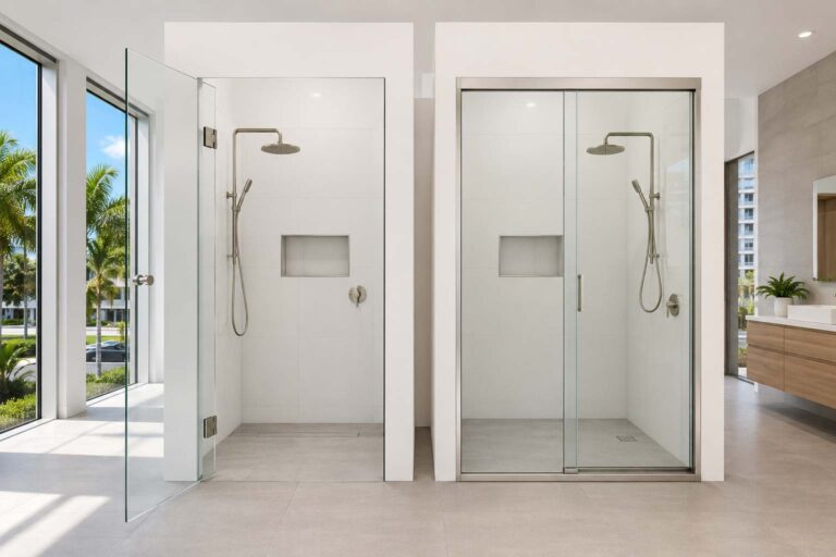 Hinged vs sliding shower screens comparison for a Gold Coast bathroom renovation