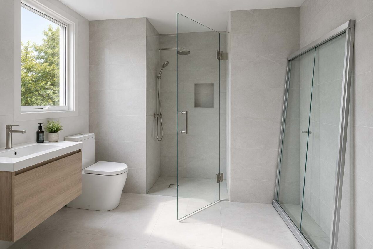 Shower screen door clearance planning for a Gold Coast bathroom layout